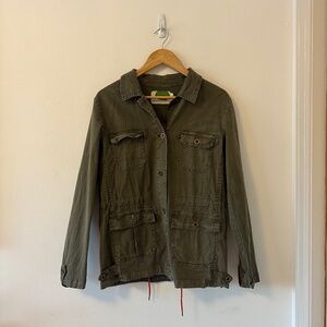 Anthropologie Green Cotton Knit Jacquard Mixed Media Jacket | Size XS